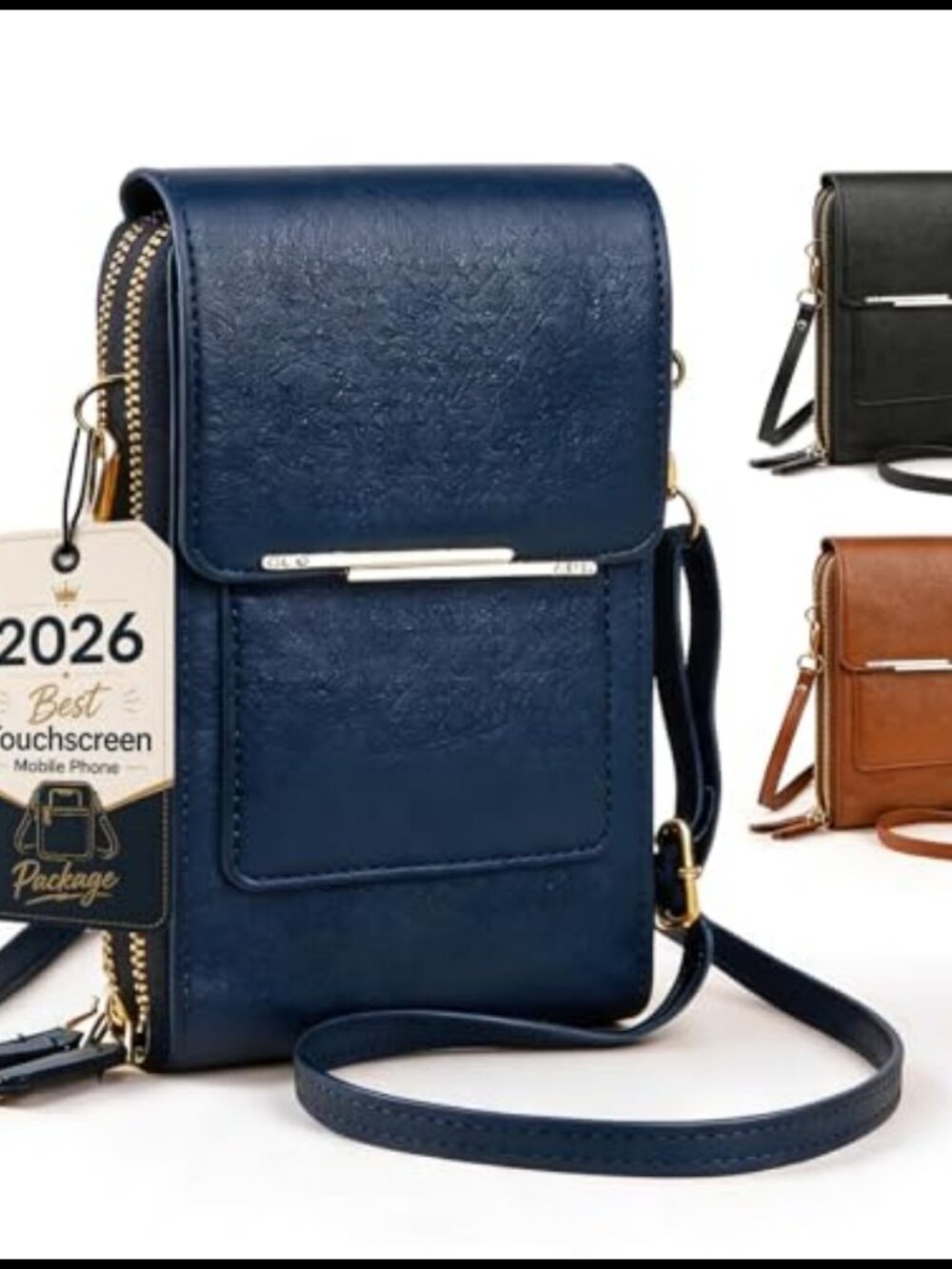 PU Leather Crossbody Phone Purse Touchscreen Wallet Adjustable Strap